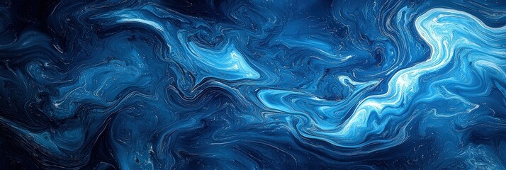 Obraz premium Swirling shades of blue blend together to create an abstract, ocean-inspired pattern, evoking calm and tranquility