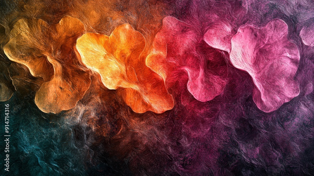 Aufkleber Bright and colorful abstract shapes blend together, creating a dynamic and visually engaging composition with flowing textures