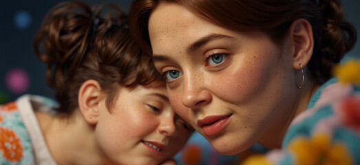 Obraz premium A Mother and her Child with Down Syndrome.
