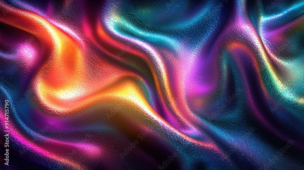 Poster Vibrant waves of color swirl together, creating a mesmerizing abstract pattern that captures light in a captivating way