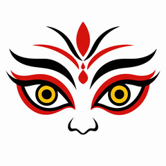 Durga Eyes and Hindu Goddess Faces Vector Illustration - Durga Ma, Kali Ma, Tara Ma, Joy Ma Silhouette Line Art