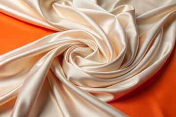 Obraz premium A white silk fabric, with a subtle and glossy sheen, exudes an aura of refined elegance