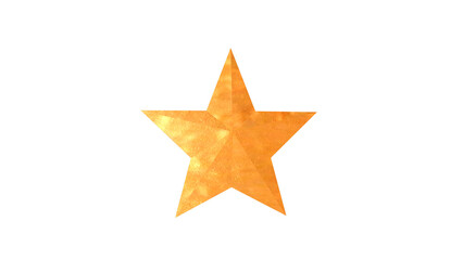 Gold star isolated on transparent background.