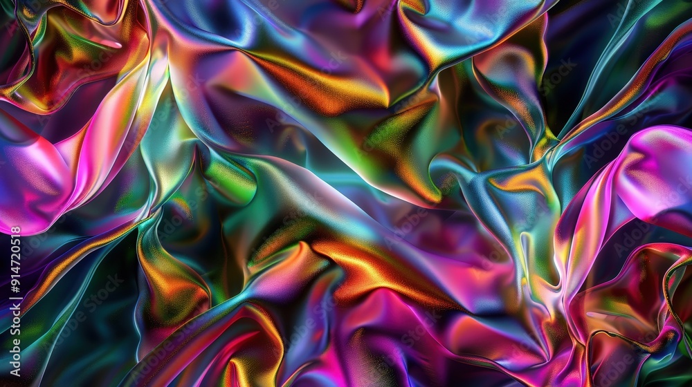 Poster Bright, swirling fabric displays a rich palette of colors and soft textures, creating an eye-catching and dynamic visual effect