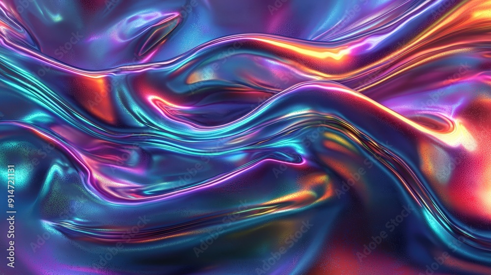 Leinwandbilder Vibrant, flowing patterns of fabric display a spectrum of colors under low light, creating an abstract and dynamic visual experience