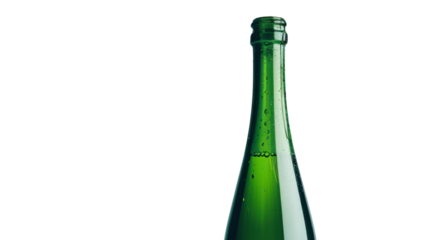 Green champagne bottle elegant on transparent background