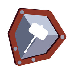 Medieval Viking shield icon Vector