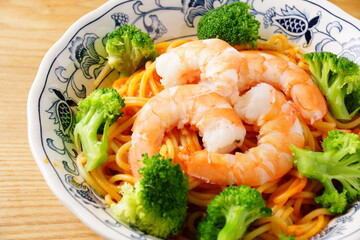 海老とブロッコリーのパスタ
