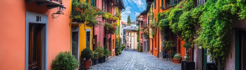 Fototapeta premium A picturesque village with cobblestone streets and historic architecture