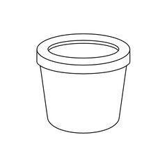 フタの付いたカップの線画（アイスクリームの容器など）