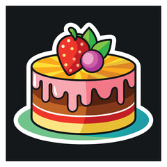 Cake sticker vector illustration