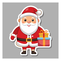 Santa Claus with gifts sticker vector illustration