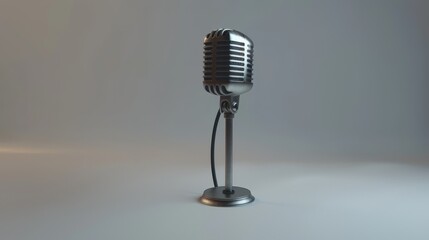 A classic dynamic microphone with a retro design and mesh grille, set against a white background to emphasize its traditional look and solid build.