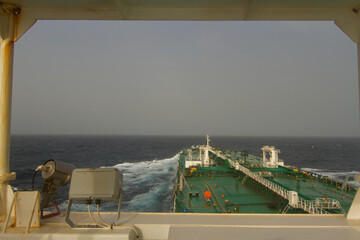 A merchant ship underway at sea
