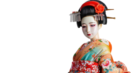 Geisha figure on transparent background