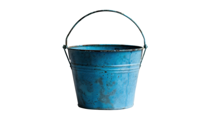 Blue metal bucket on transparent background