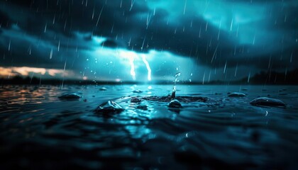 Harsh weather with galeforce winds and torrential rain, illustrating the intensity of a storm, Realism, Cool tones, Digital painting