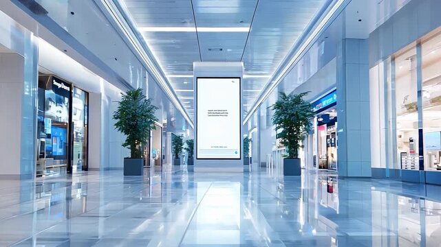 Mall interior with a digital signage totem enhancing the shopping experience

