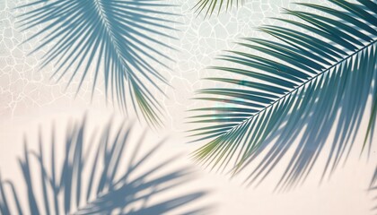 Fototapeta premium Palm Leaf Shadow on White Background.