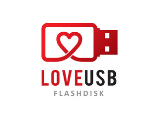 Love USB logo symbol or icon template