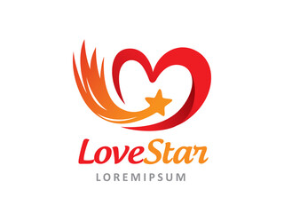 Love and Star logo symbol or icon template