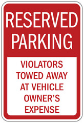 Assigned parking sign