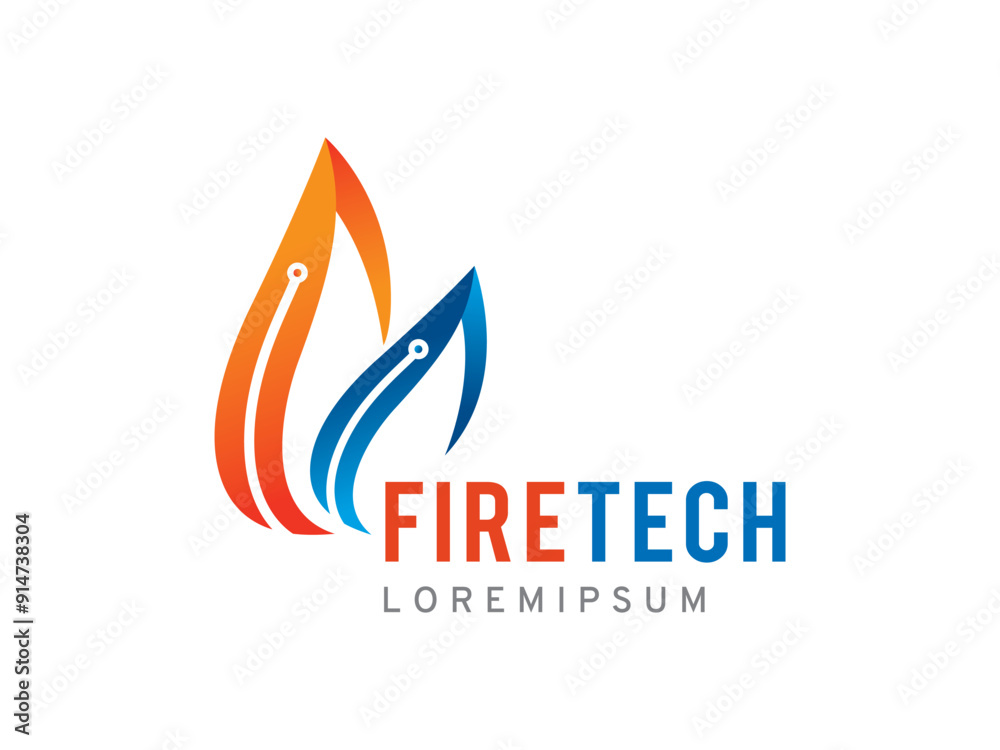 Wall mural Fire Tech logo symbol or icon template