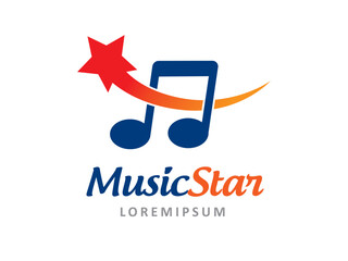 Music and Star logo symbol or icon template