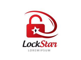 lock star logo symbol or icon template