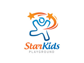 Star and Kids logo symbol or icon template