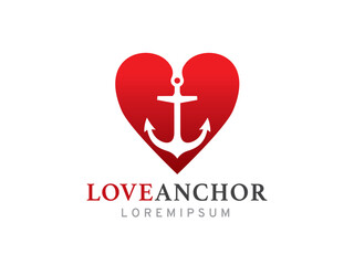 Anchor and Love logo symbol or icon template