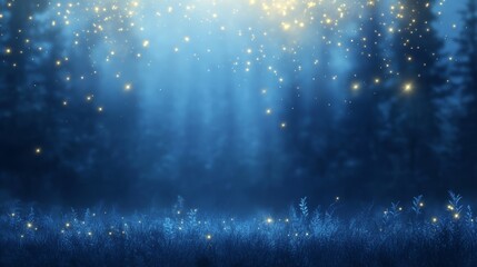 Obraz premium Magical Forest with Glowing Fireflies at Night