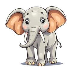 Fototapeta premium Cute Cartoon Elephant With Big Ears