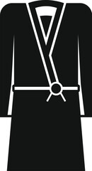 Simple black icon of a bathrobe hanging up, isolated on a white background