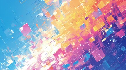 Abstract Digital Art with Vivid Colors and Geometric Shapes