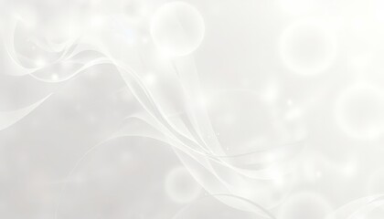 Abstract White Background with Swirls and Bokeh Lights.
