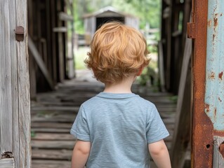 A Young Farm Boy Explores the Mystical Depths of a Rustic Barn, Embracing the Wonders of Rural Life and Discovering Hidden Treasures Within the Heart of the Farm