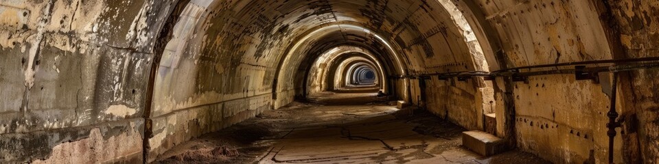 Vintage arched passageway in Soviet bunker a reminder of the Cold War era