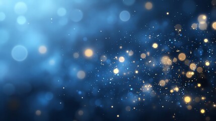 Obraz premium Blue and Gold Bokeh Light Sparkles Abstract Background