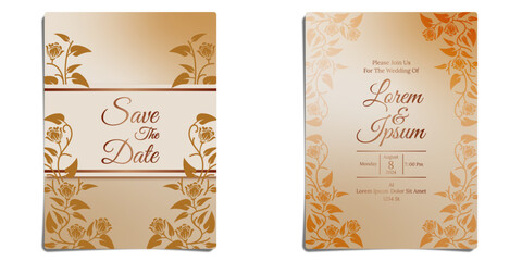 DECORATIVE ART FLORAL 246, LUXURY GOLD WEDDING INVITATION DESIGN TEMPLATE