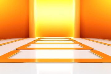 Abstract orange and white 3D graphic design with glowing light.