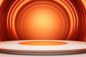 Obraz premium Abstract orange and white circular background with a platform.