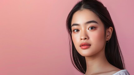 Portrait of a Young Woman with Long Black Hair