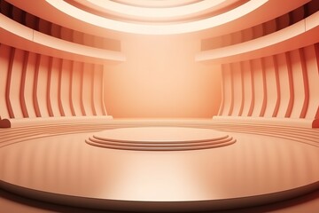 Obraz premium Abstract orange background with a circular platform in the middle.