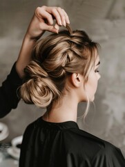 Naklejka premium Woman getting her hair done in a salon.