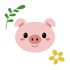 Cute pig vector art isolated on white background