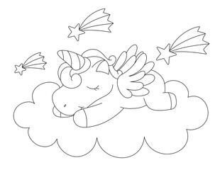 Unicorn coloring page for kids and children