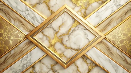 Golden Frame on Marble Background.