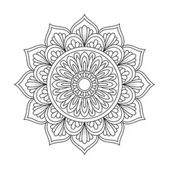 Beautiful creative mandala floral decorative element coloring book page