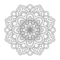 Bohemian cool mandala art decoration, monochrome symmetric background
